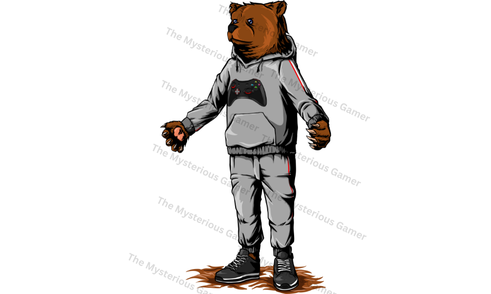 Cool Gaming Bear With Grey Tracksuit Gaming Design