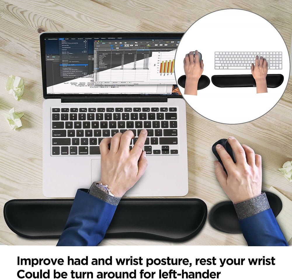 Keyboard Wrist Support With Memory Foam Padding For Office & Gaming