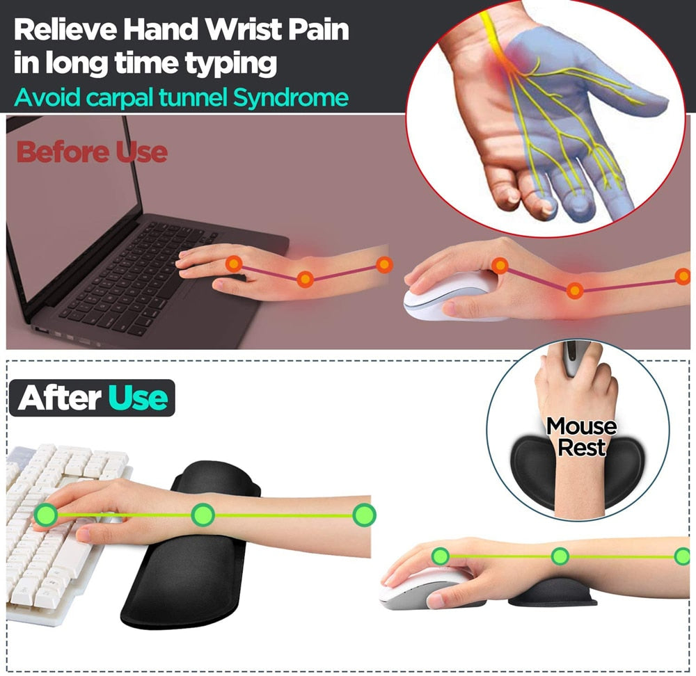 Keyboard Wrist Support With Memory Foam Padding For Office & Gaming