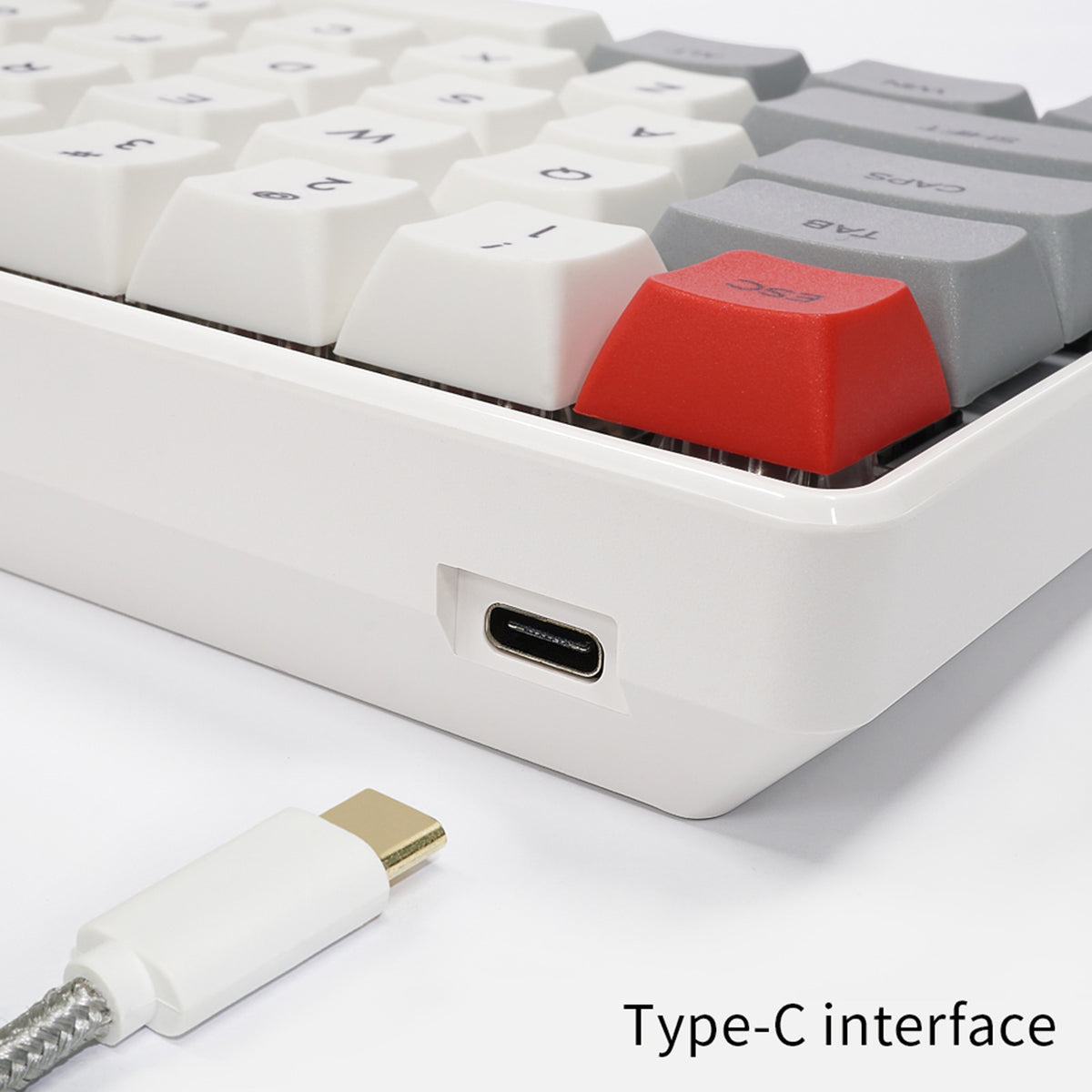 White Mechanical Keyboard 60 Percent Grey NKRO RGB Backlight